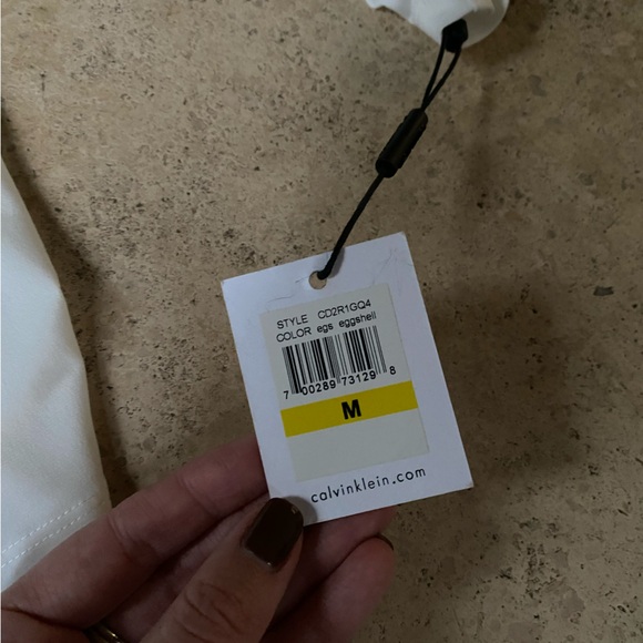 NWT Calvin Klein Marabou Feather Trimmed White Jacket Medium - Picture 6 of 8